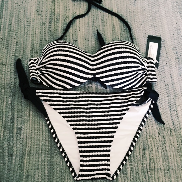 Nasty Gal Black Striped NWT Bikini - Picture 5 of 6